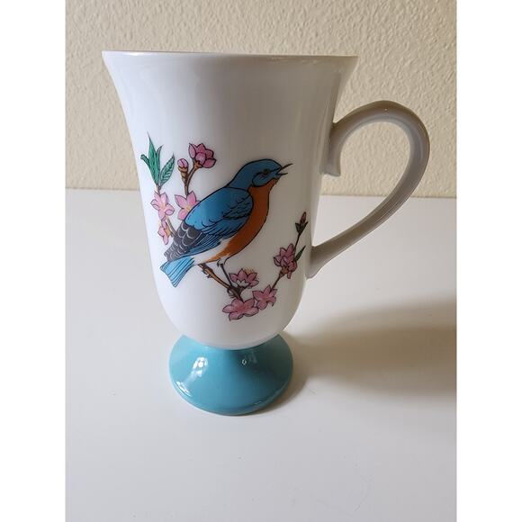 FRED ROBERTS VTG Made in Japan Footed Colorful Bird 8oz Coffee Mugs set of 4 - Picture 10 of 11